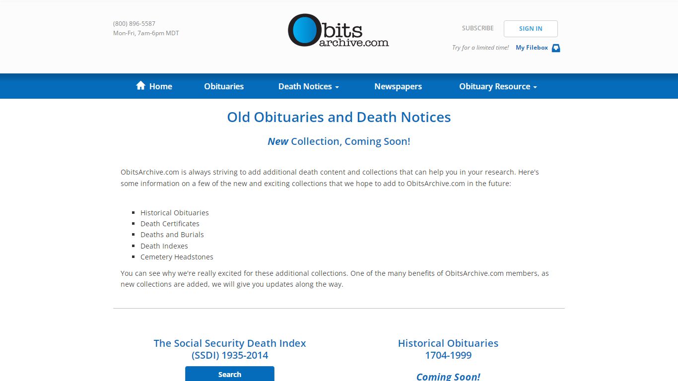Find Old Obituaries & Death Notices | ObitsArchive