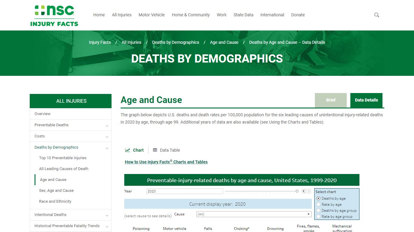 Deaths by Age and Cause - Data Details - Injury Facts